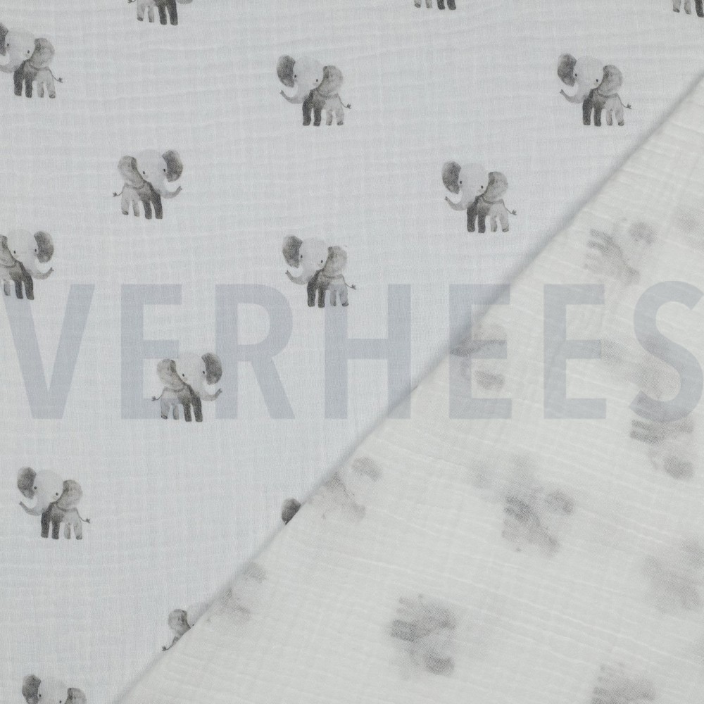 DOUBLE GAZE DE COTON GOTS DIGITAL ANIMAUX BLANC #7