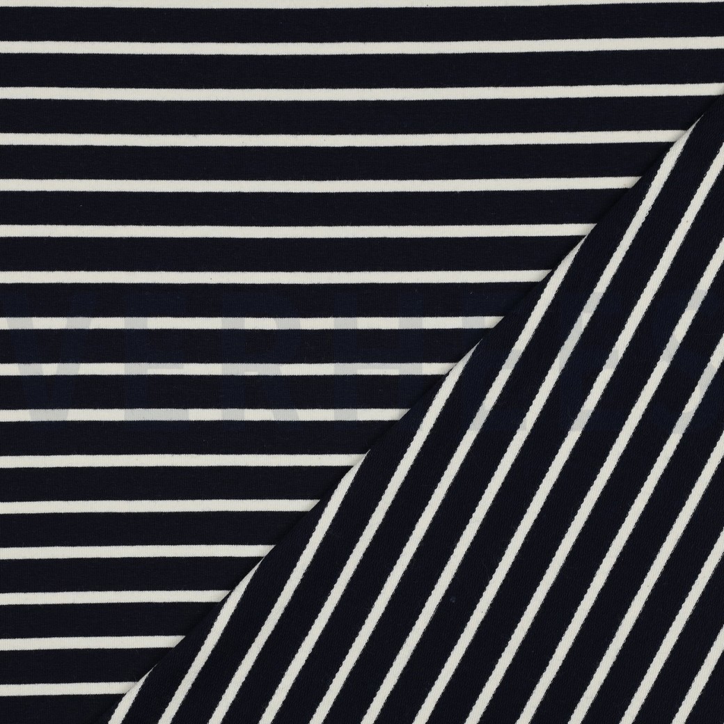 FRENCH TERRY YARN DYED STRIPES NAVY/ECRU #7