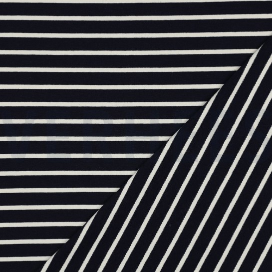 FRENCH TERRY GARENGEVERFD STREPEN DONKERBLAUW/ÉCRU #7