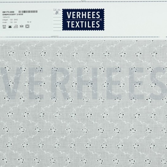 KATOEN EMBROIDERY TWEE-ZIJDIGE GOLFRAND WIT #7