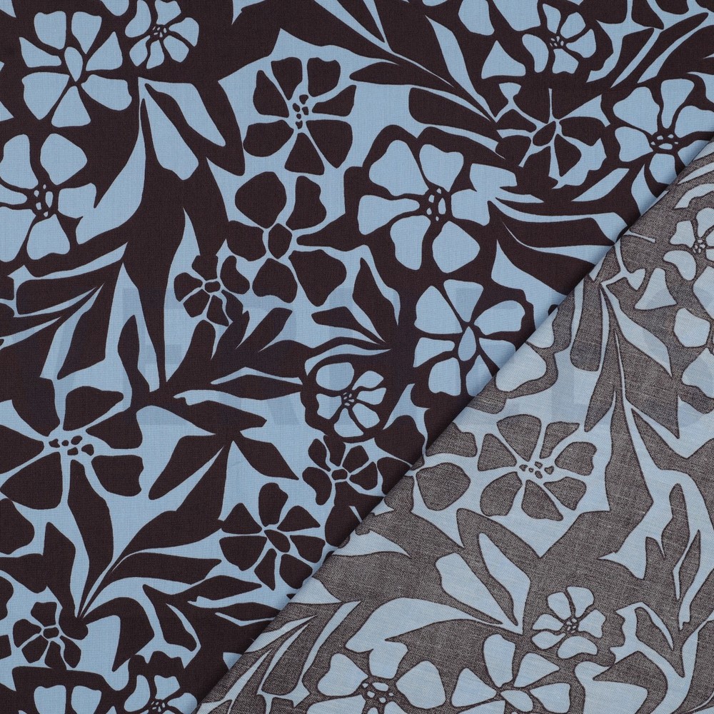 COTTON VISCOSE FLOWERS LIGHT BLUE #7