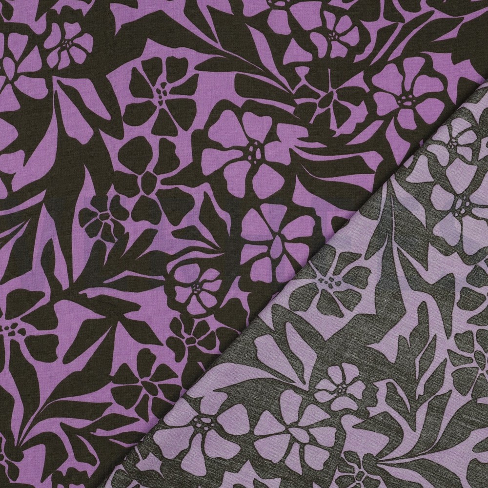 BAUMWOLLE VISKOSE BLUMEN LAVENDEL #7