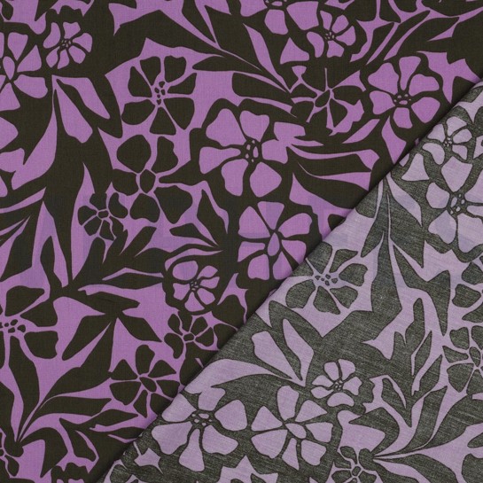 COTTON VISCOSE FLOWERS LAVENDER #7