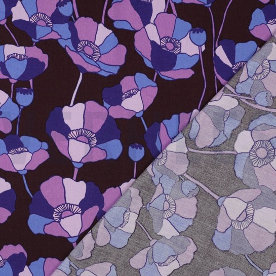 COTTON VISCOSE FLOWERS BURGUNDY #7