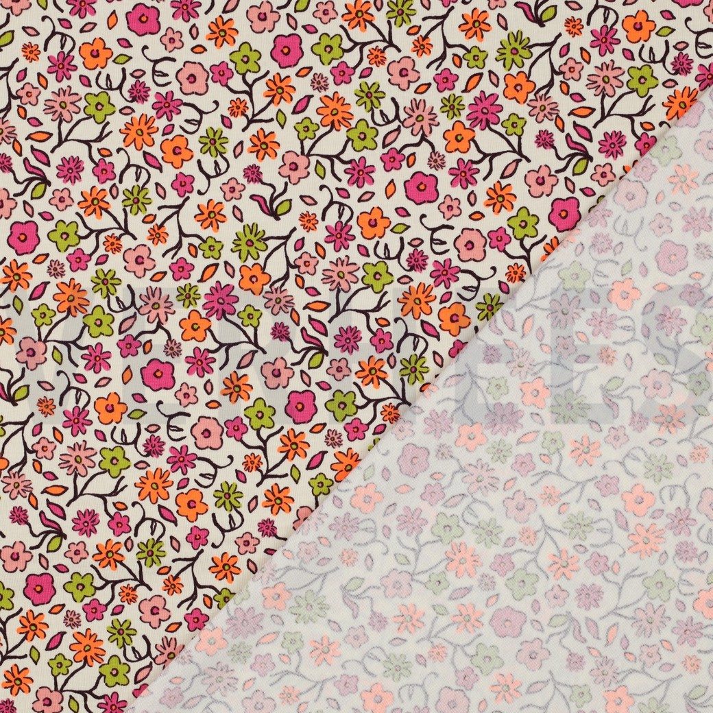JERSEY NEON FLOWERS WHITE #7