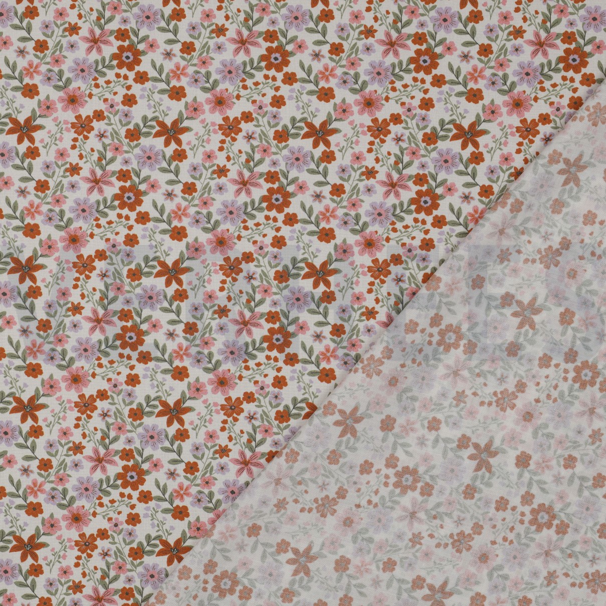 FINE POPLIN GOTS FLOWERS OFF WHITE #7