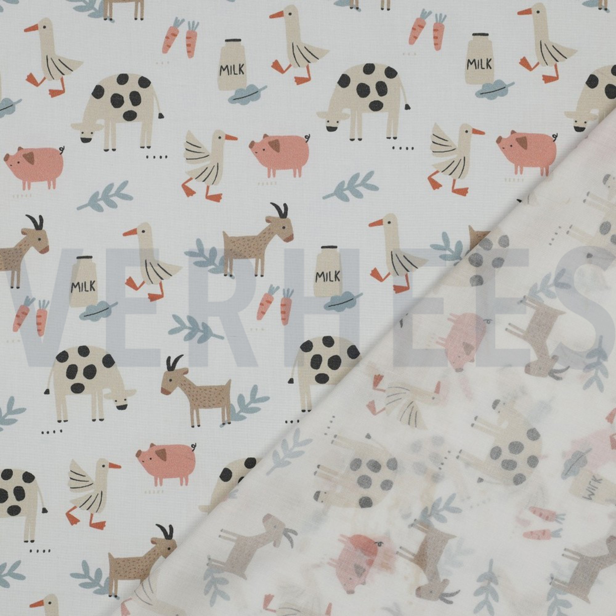 FINE POPLIN GOTS FARM ANIMALS WHITE (high resolution) #4