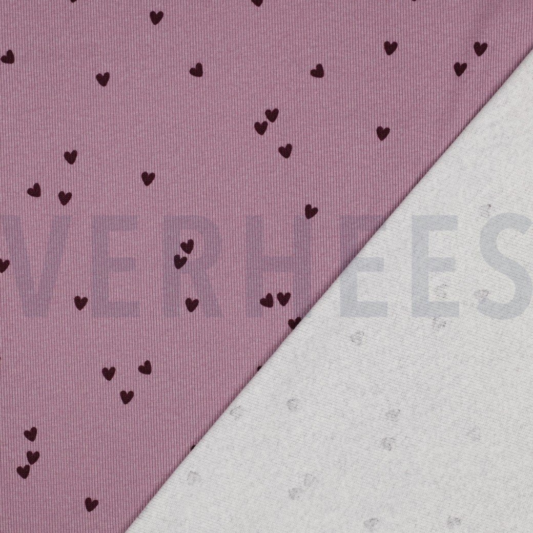 JERSEY CÔTELÉ COEURS MAUVE #7