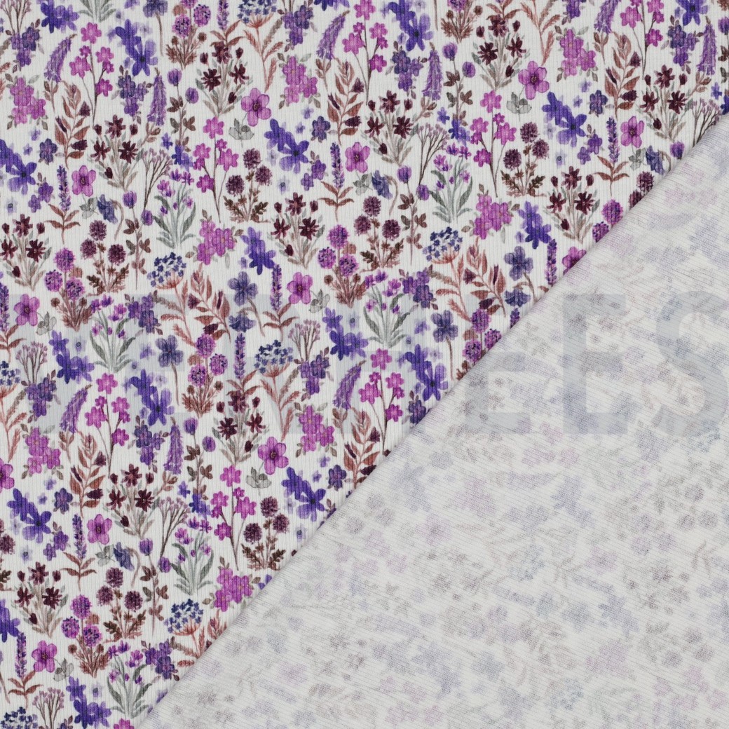 RIB JERSEY DIGITAL FLOWERS COBALT #7