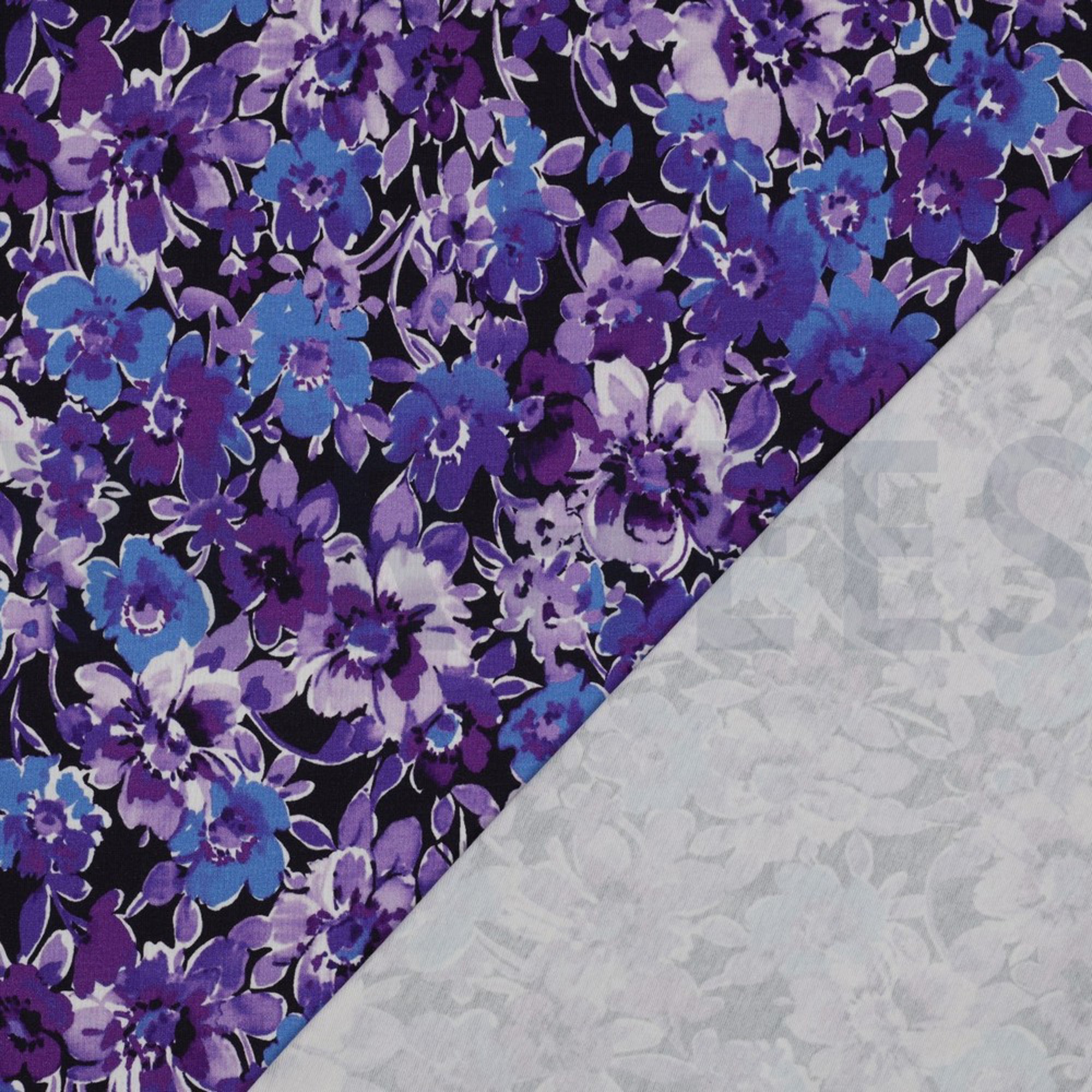 JERSEY DIGITAL FLEURS BLEU MARINE (high resolution) #4