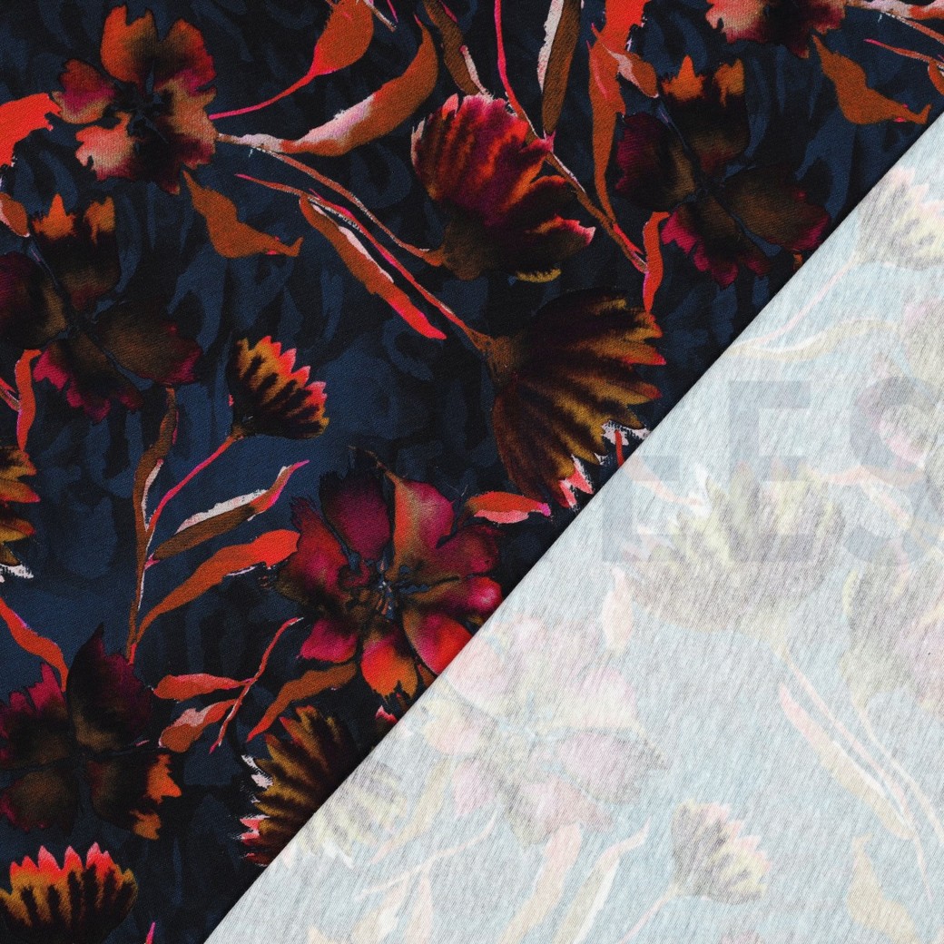 JERSEY DIGITAL FLOWERS NAVY #7