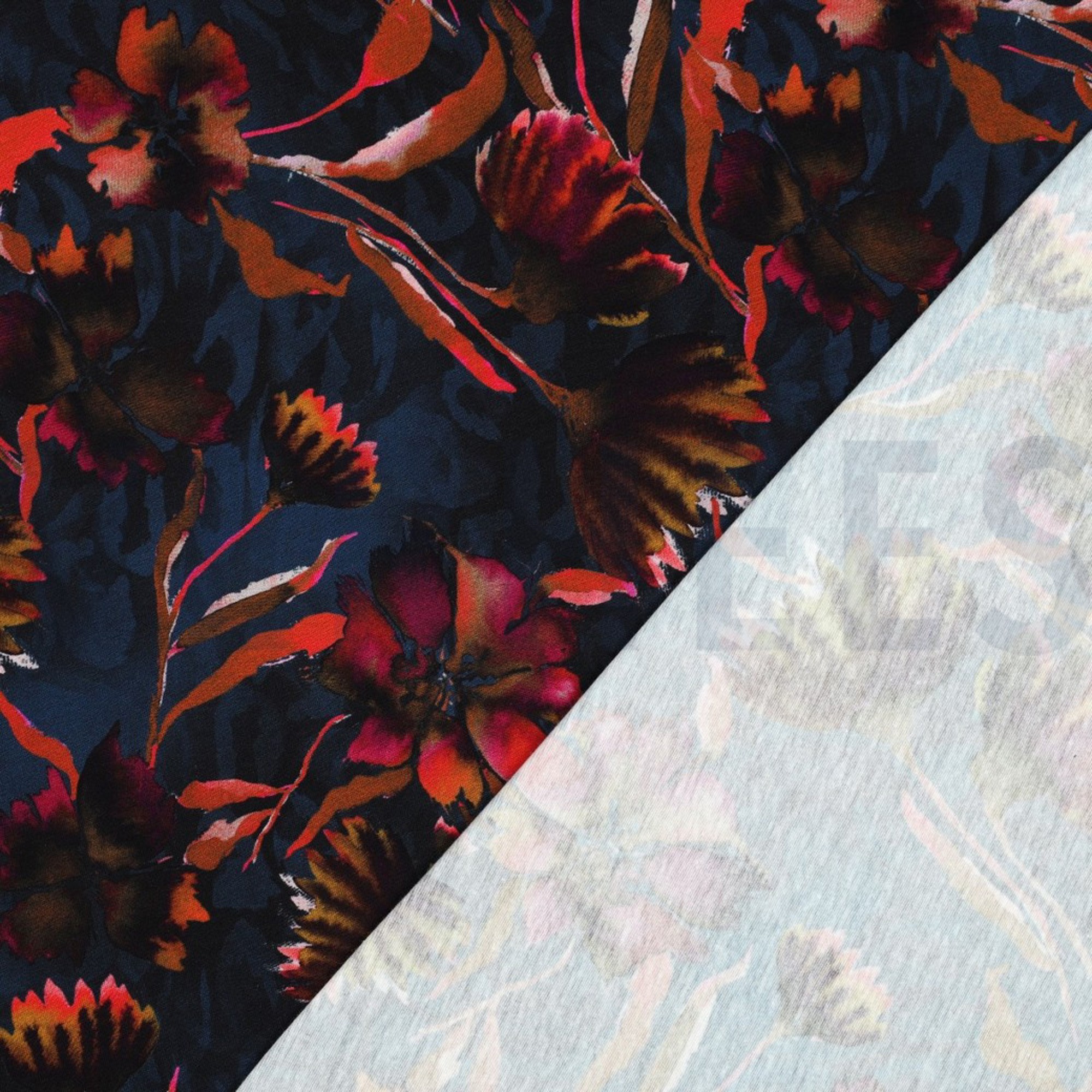 JERSEY DIGITAL FLEURS BLEU MARINE (high resolution) #4