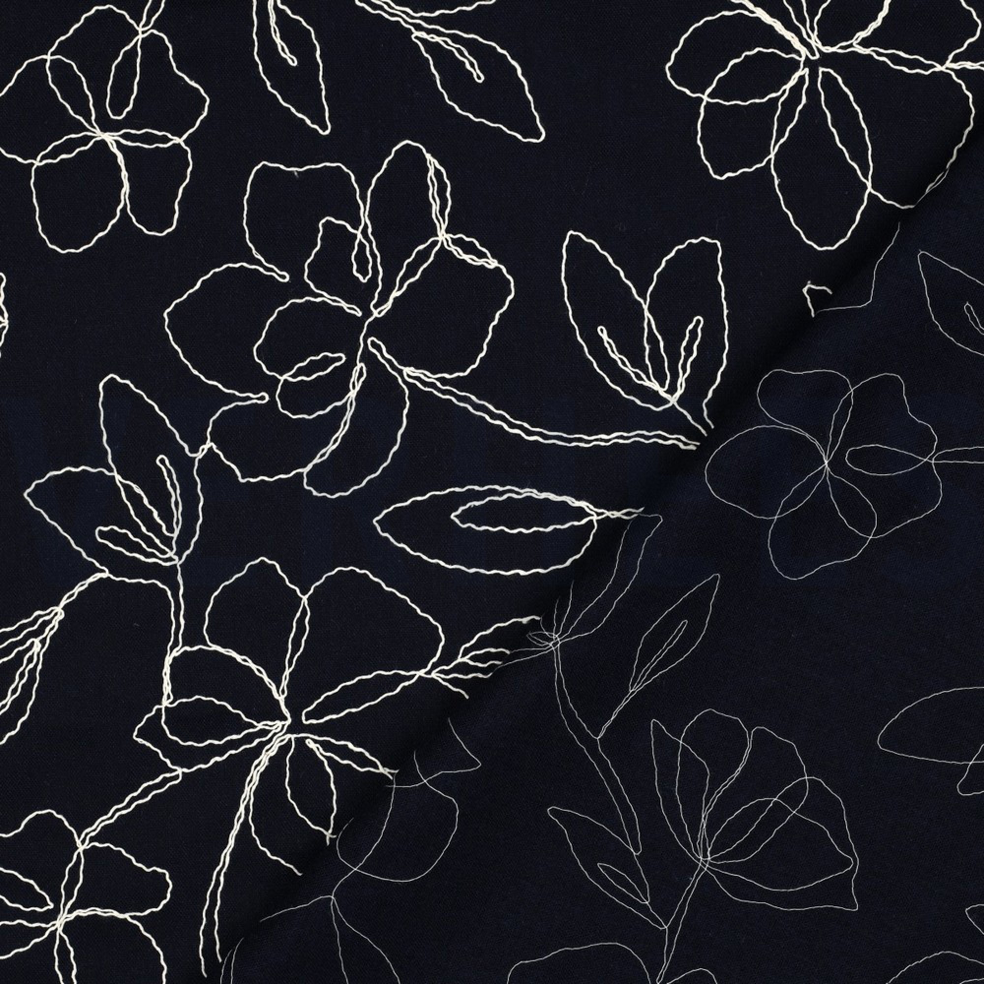 LINNEN VISCOSE EMBROIDERY BLOEMEN MARINEBLAUW (high resolution) #4