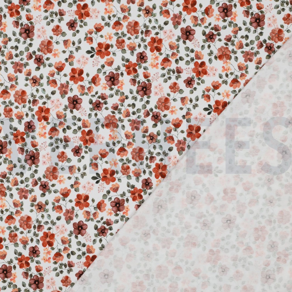 JERSEY GOTS DIGITAL FLOWERS WHITE/PEACH #7