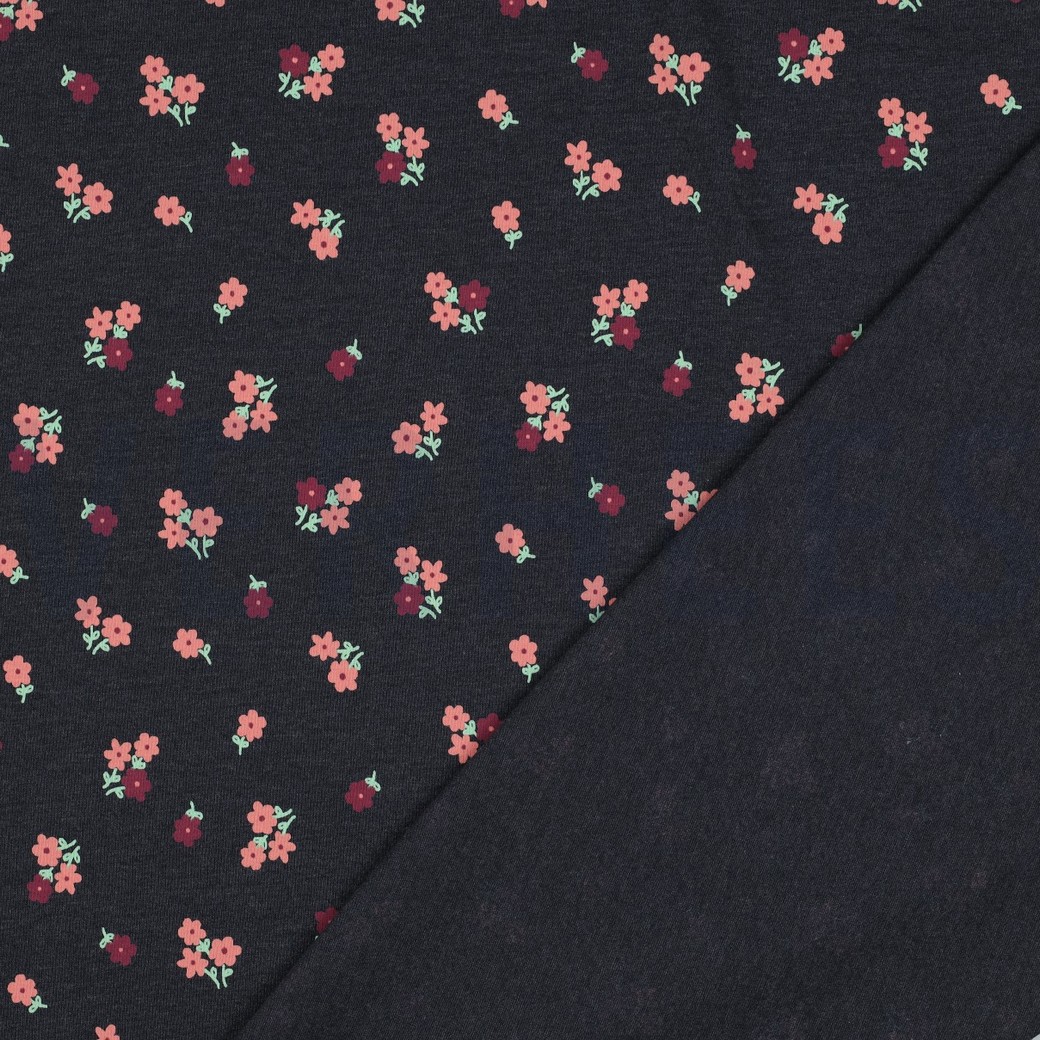 JERSEY MELANGE FLOWERS INDIGO #7