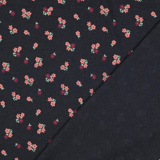 JERSEY MELANGE FLOWERS INDIGO #7