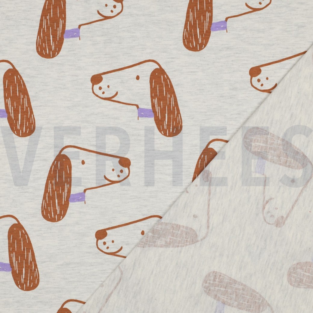 JERSEY MELANGE DOGS ECRU #7