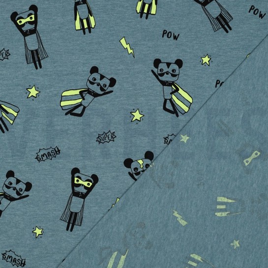 JERSEY MÉLANGE NEON SUPER HÉROS BLEU FUMÉE #7