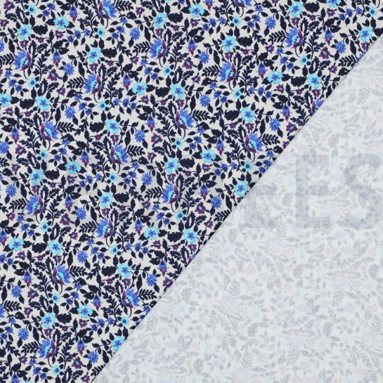 FRENCH TERRY DIGITAL BLUMEN GEBROCHEN WEISS #7