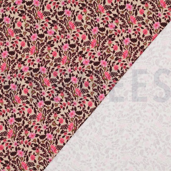 FRENCH TERRY DIGITAL FLOWERS BEIGE #7