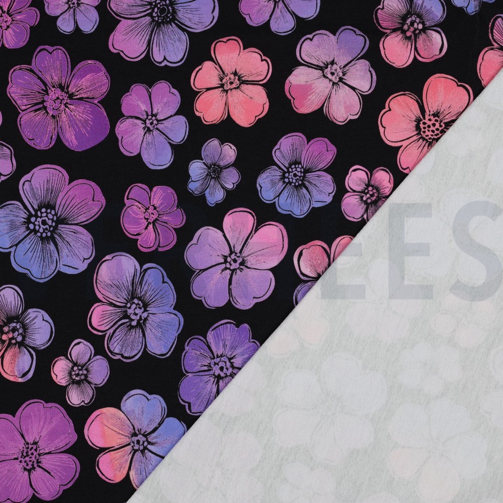FRENCH TERRY DIGITAL FLEURS BLEU MARINE #7