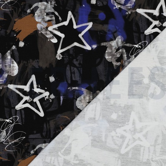 FRENCH TERRY DIGITAAL GRAFFITI ZWART #7