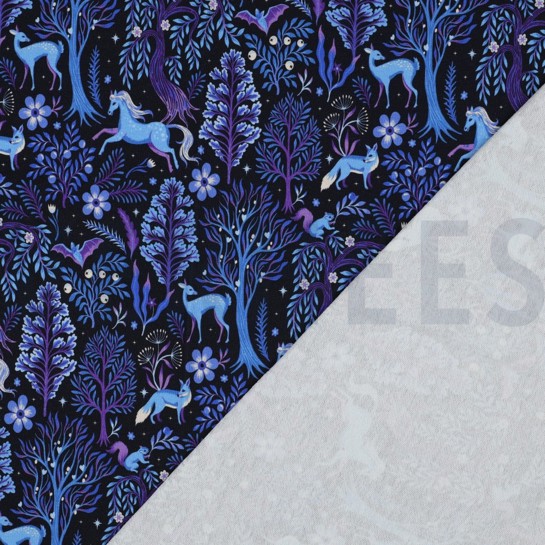 FRENCH TERRY DIGITAL ANIMAUX DE LA FORÊT BLEU MARINE #7