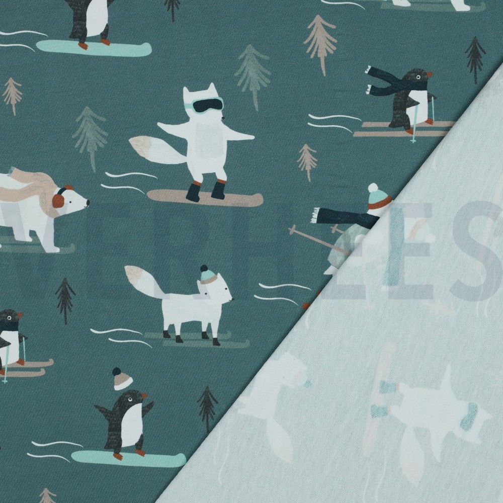 FRENCH TERRY DIGITAL WINTER ANIMALS SAGE #7