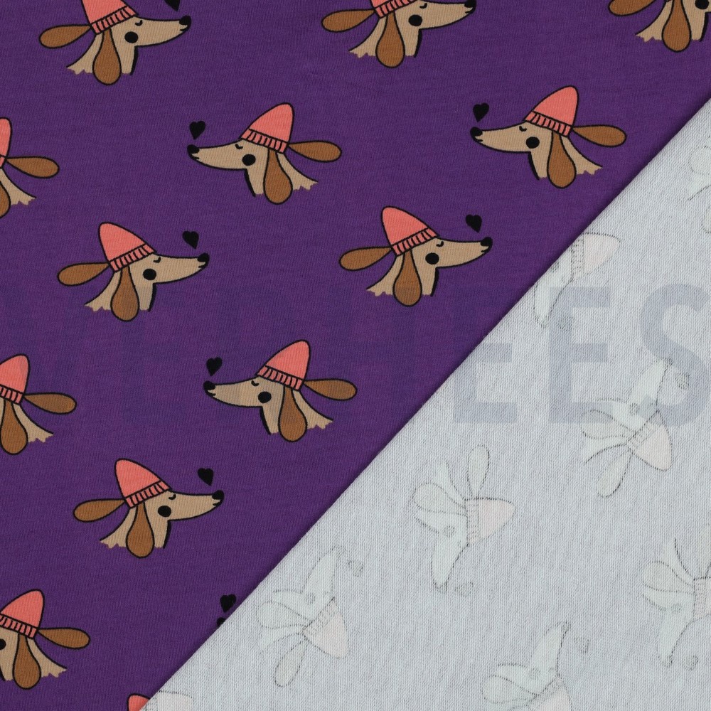 FRENCH TERRY DOGS AND HEARTS PURPLE #7
