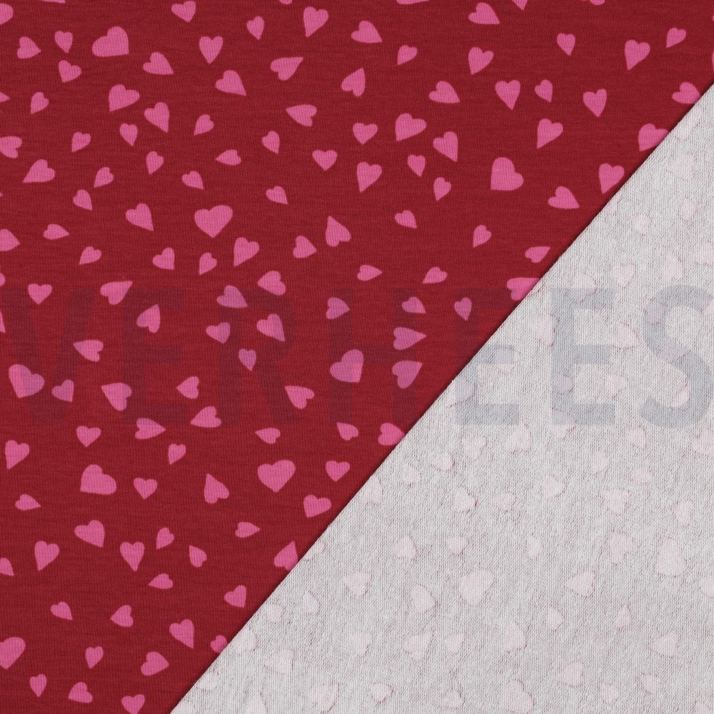 FRENCH TERRY DOGS AND HEARTS RED #7