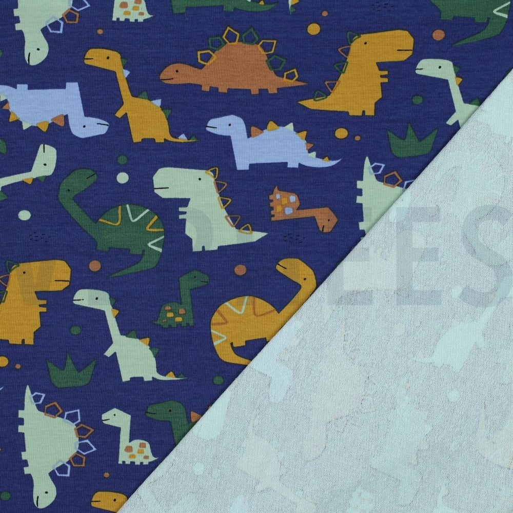 FRENCH TERRY DINOSAURS COBALT #7