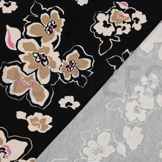 FRENCH TERRY FLOWERS BLACK #7