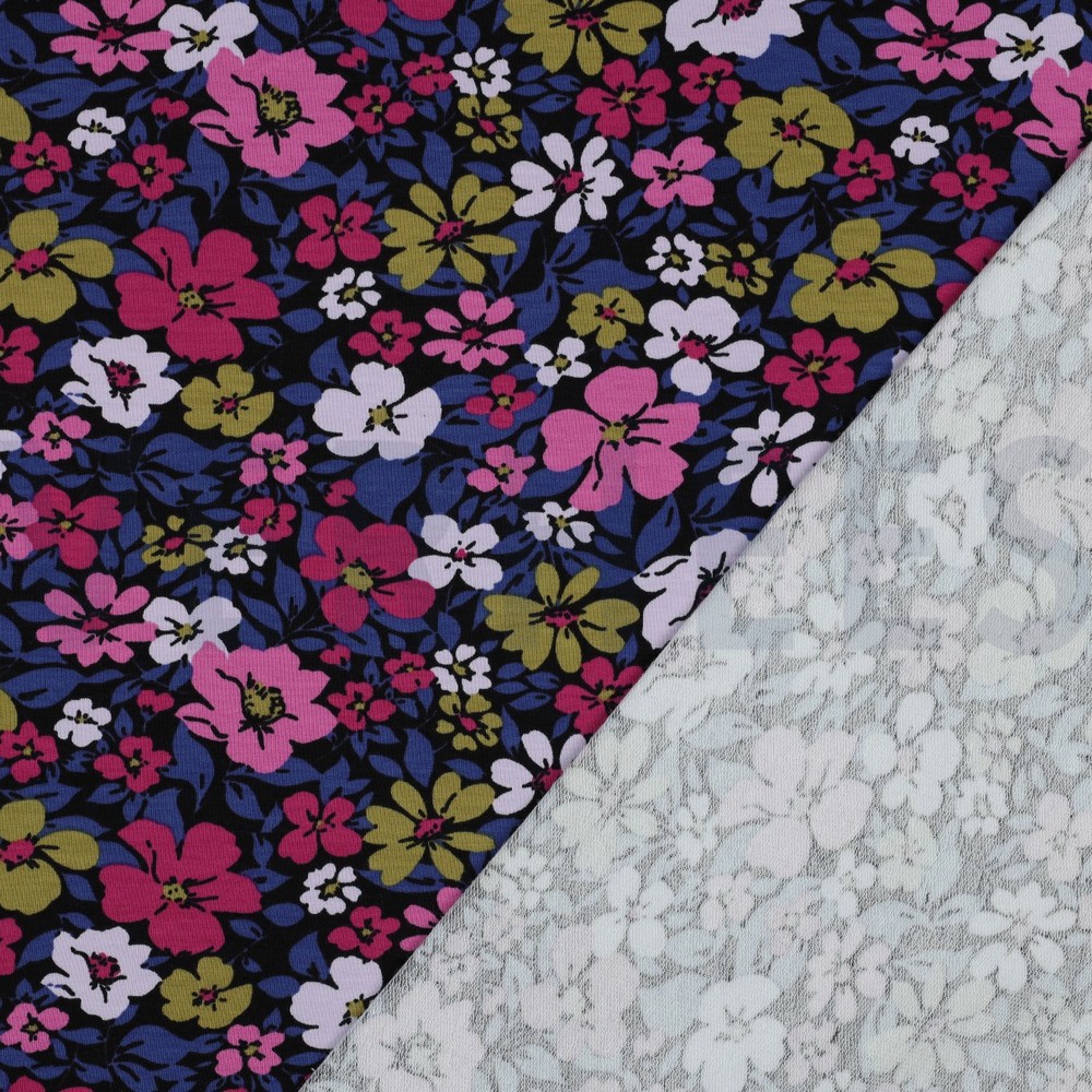 FRENCH TERRY FLEURS BLEU #7