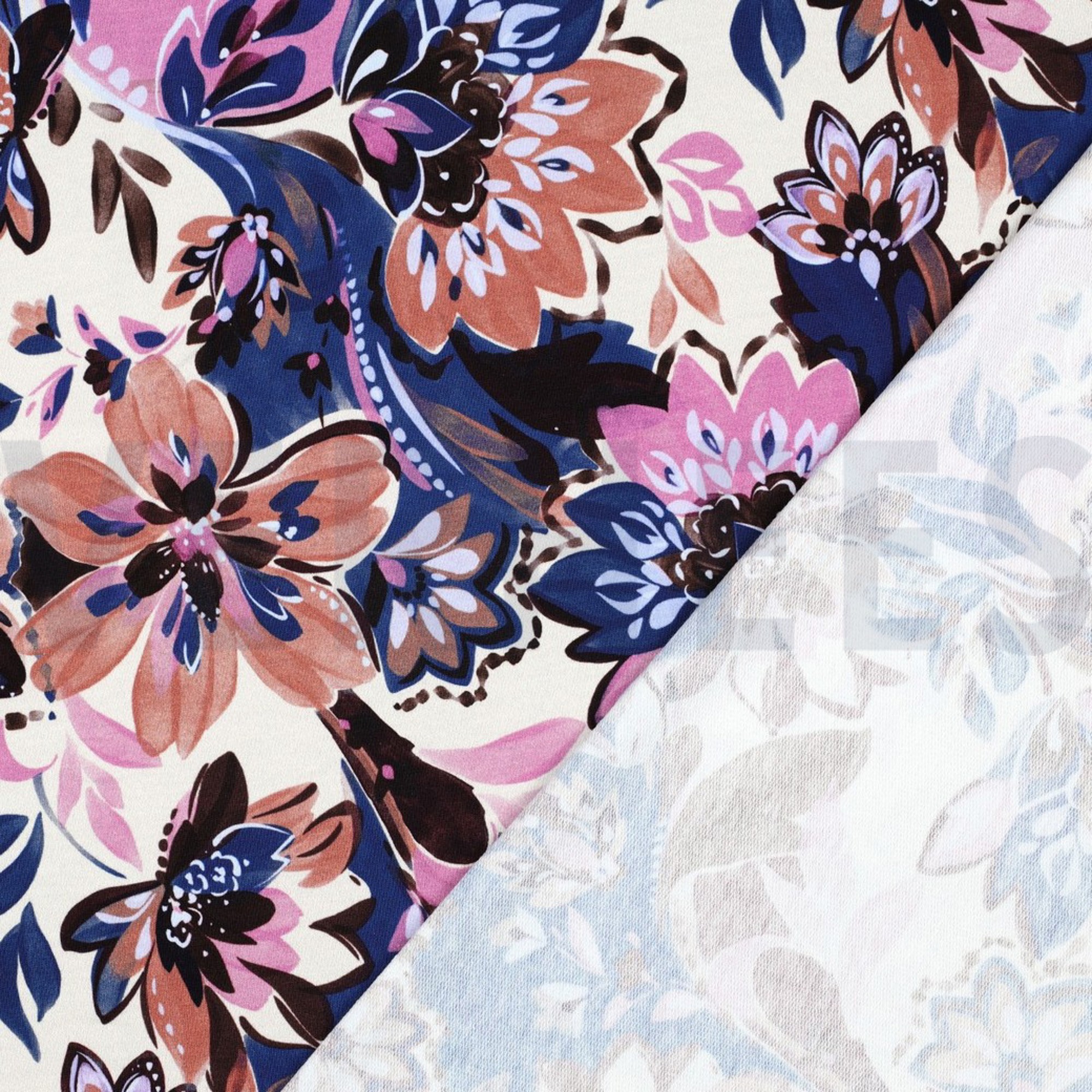 FRENCH TERRY DIGITAL FLOWERS ECRU (high resolution) #4