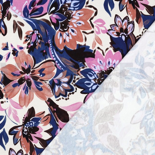 FRENCH TERRY DIGITAL FLOWERS ECRU #7