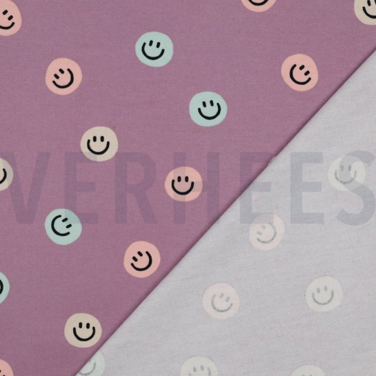 FLANELL SMILEYS LAVENDEL #7