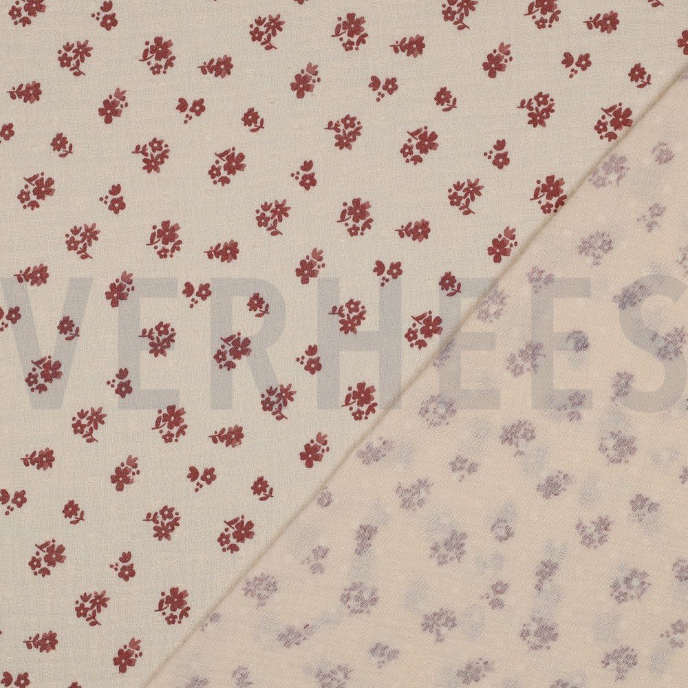 DOUBLE GAUZE DOBBY FLOWERS PEACH #7