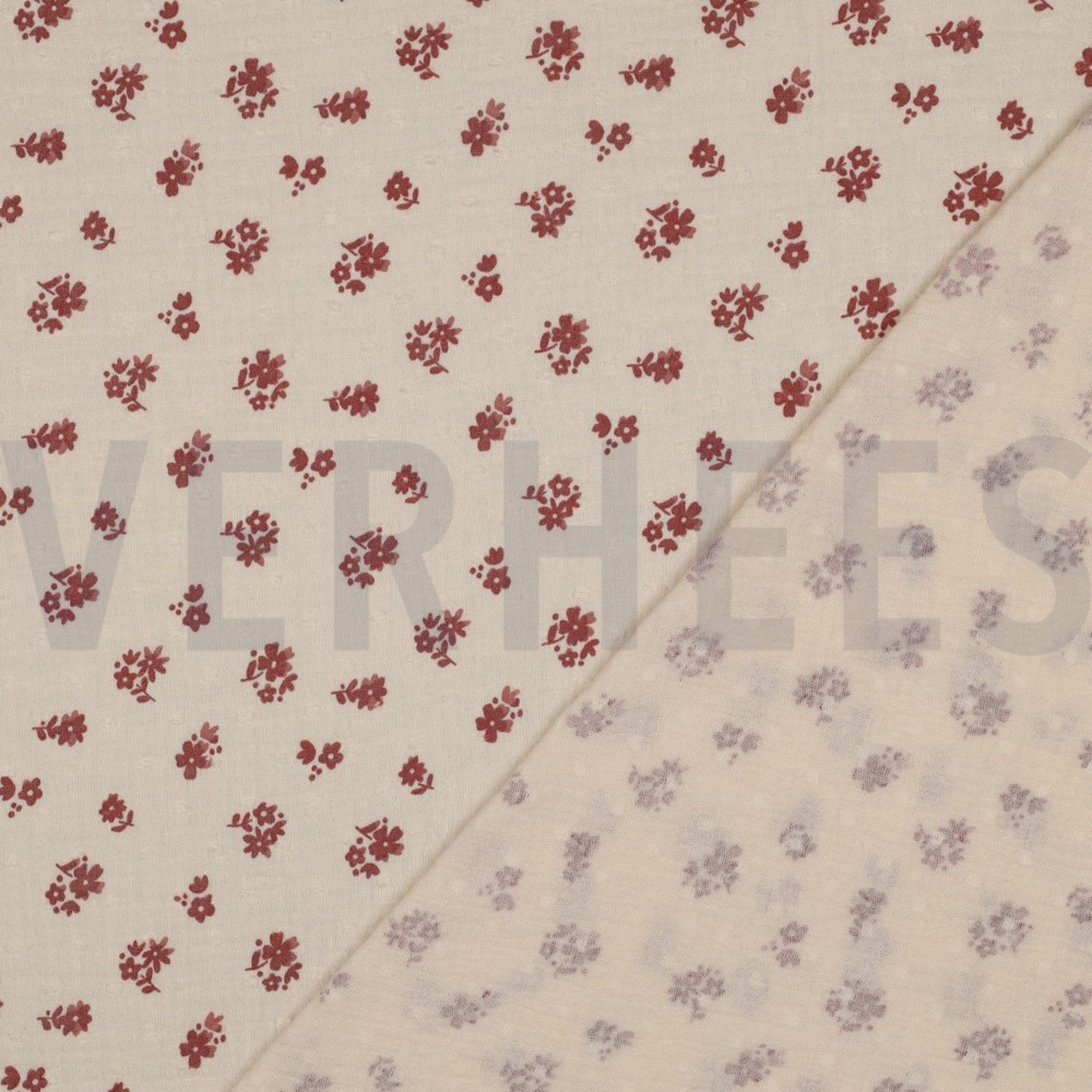 DOUBLE GAZE DE COTON DOBBY FLEURS PÊCHE (high resolution) #4