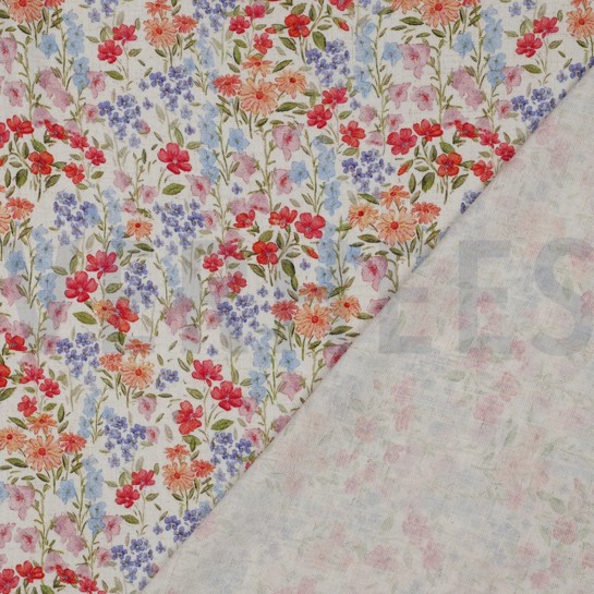 LINNEN VISCOSE CREPE DIGITAAL BLOEMEN GEBROKEN WIT #7