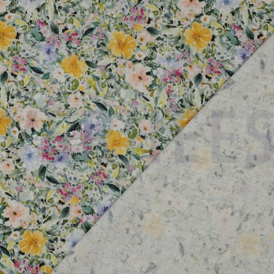 LINNEN VISCOSE CREPE DIGITAAL BLOEMEN MULTI #7