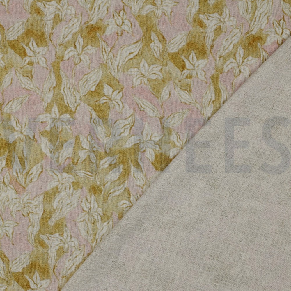 LIN VISCOSE CRÊPE DIGITAL FLEURS OCRE #7
