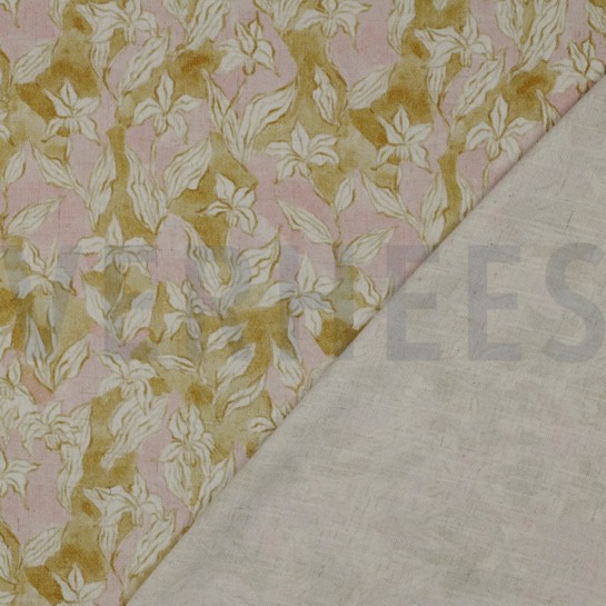 LIN VISCOSE CRÊPE DIGITAL FLEURS OCRE #7