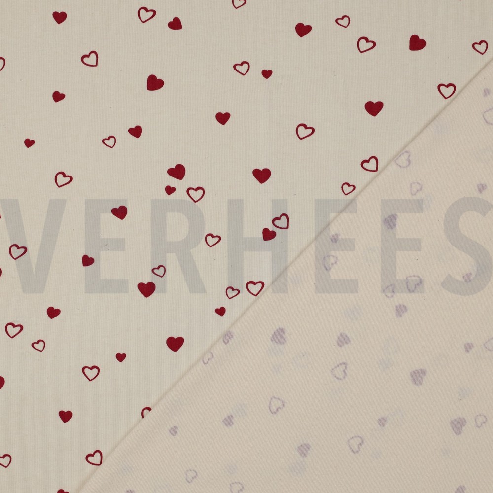 JERSEY GOTS NATUREL CŒURS NATUREL/FUCHSIA #7