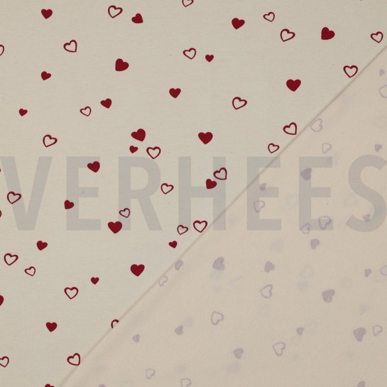 JERSEY GOTS NATUREL CŒURS NATUREL/FUCHSIA #7