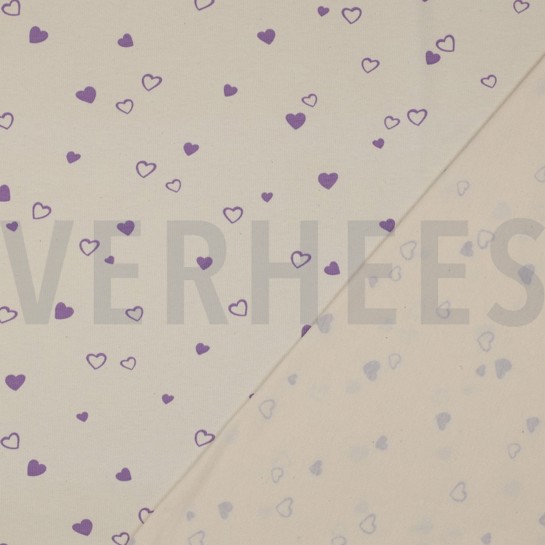 JERSEY GOTS NATURAL HEARTS NATURAL/LILAC #7