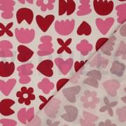 DOUBLE GAUZE GOTS NATURAL LOVE SHAPES NATURAL/FUCHSIA (thumbnail) #4