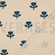 JERSEY CÔTELÉ GOTS NATURAL FLEURS NATUREL/PÉTROLE (thumbnail) #4