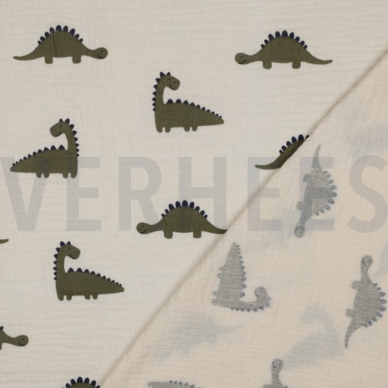 DOUBLE GAUZE GOTS NATURAL DINOSAURUSSEN NATUREL #7