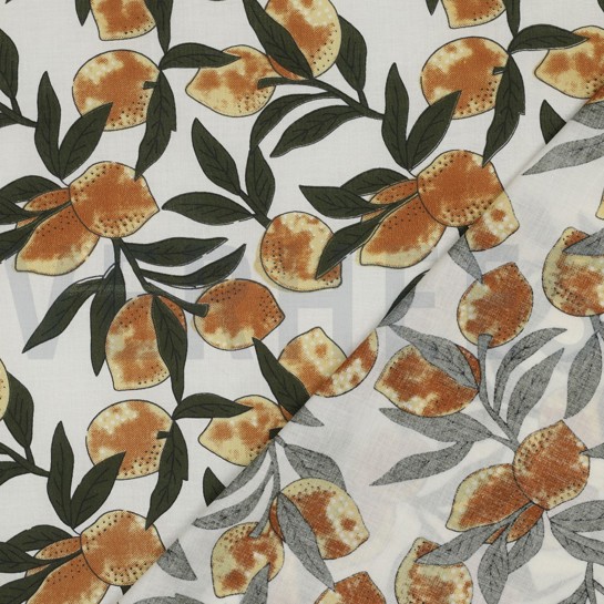HANDCRAFTED BLOCK-PRINTED COTTON LEMONS WHITE #7