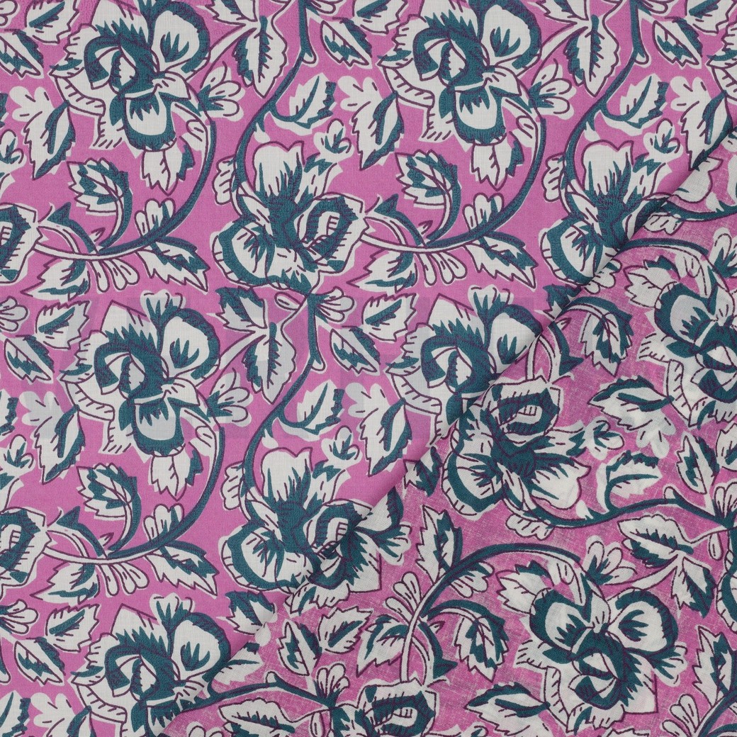 HANDCRAFTED BLOCK-PRINTED COTTON FLOWERS VIOLET #7